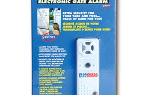 Extra security for your yard and pool... peace of mind for you! * Alerts you when children exit through monitored door or gate * Convenient single button pass/reset for adult exit * Mounts on wooden or metal gates and glass doors * All mounting hardware included