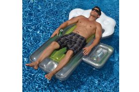 Nothing refreshes like a chilled frosty one in the pool. Complete with drink holder and ice chest compartment Size: 72" x 34" x 8" Age Grade: 12+