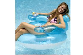 This inflatable Bubble Chair has arm rests with built-in cup holders and comfortable pillow head rest. Size: 40" x 40" x 26" Age Grade: 7+